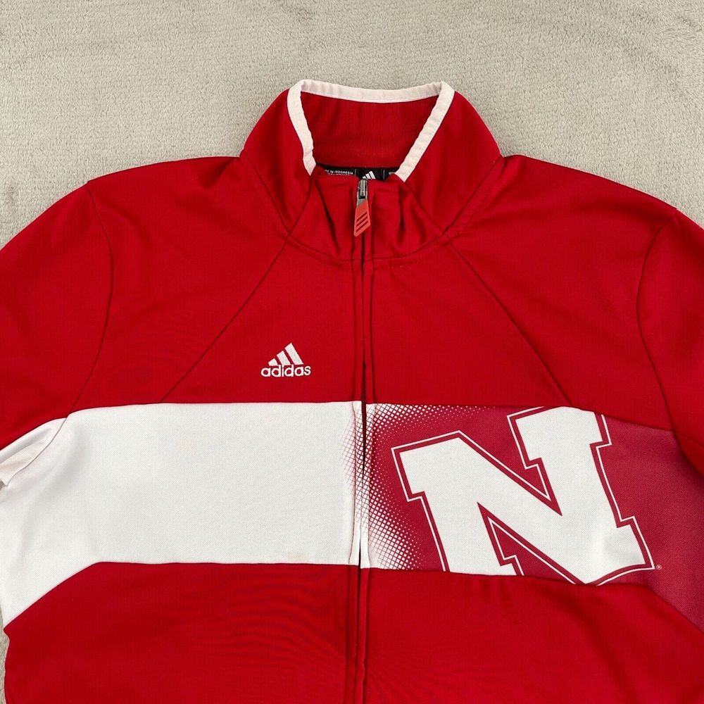 Nebraska Cornhuskers Adidas Jacket Men Large (Fits Like Med) Red Full Zip Pocket - Picture 3 of 12